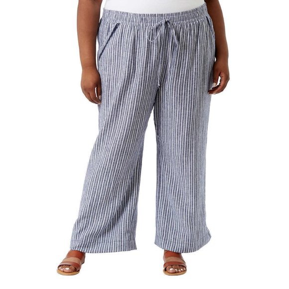NWT Briggs Womens Linen Blend Comfort Waist Pull On Pants Blue Size S $60 8HL011 - Picture 1 of 2